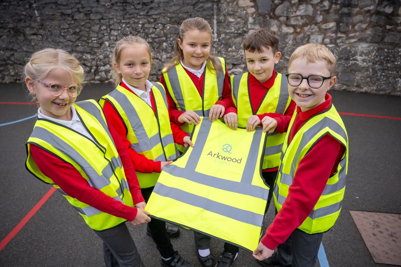 Middleton Community Primary School pupils with their Arkwood hi-vis